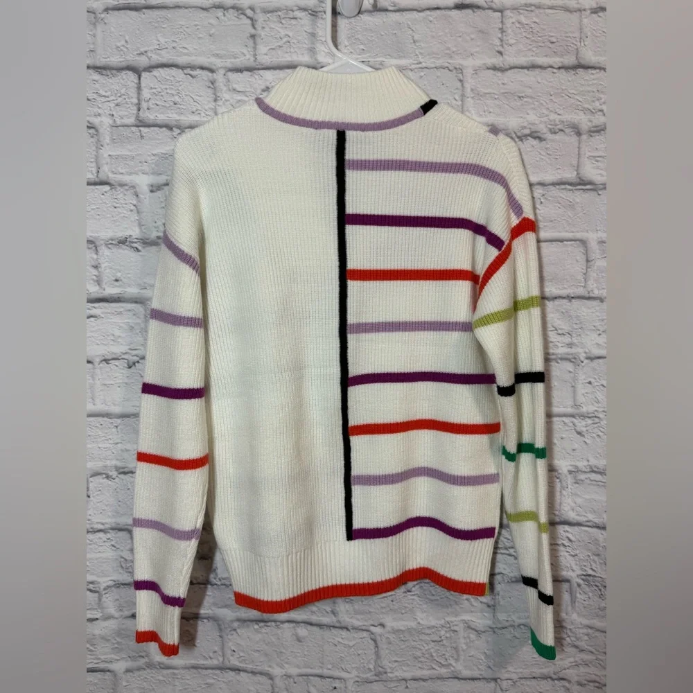 Elena Wang Colorful Striped Women's Sweater, Medium